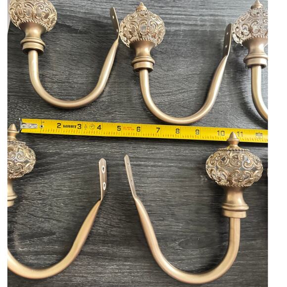 Drape Curtain 6 Brushed Champagne Ornate Filigree Glass Ball Tieback Holdbacks - Picture 7 of 12
